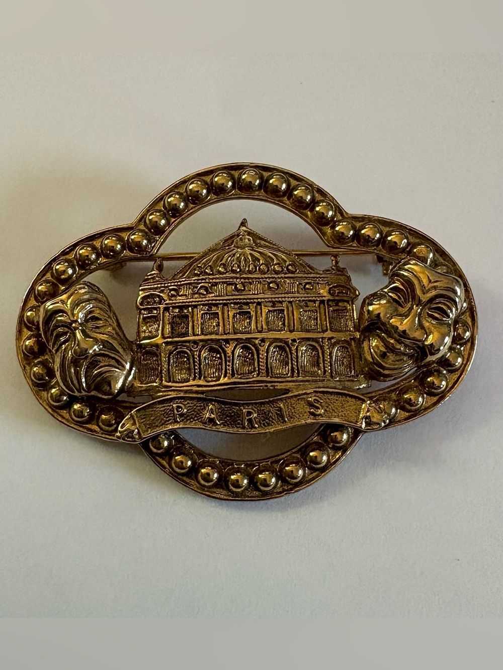 Vintage National Opera Paris Souvenir Gold-Tone Brooch Pin